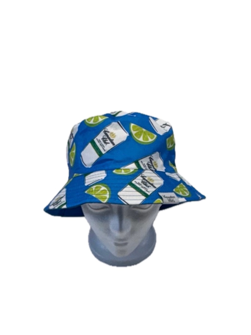 Canadian Club Reversible Bucket Hat Blue Lime Print Promo Festival Golf NWOT